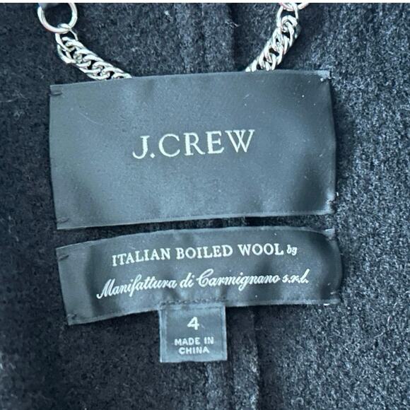J.CREW Daphne Black Italian Wool Coat | Double Breasted Long Topcoat | Size 4 - Picture 7 of 8